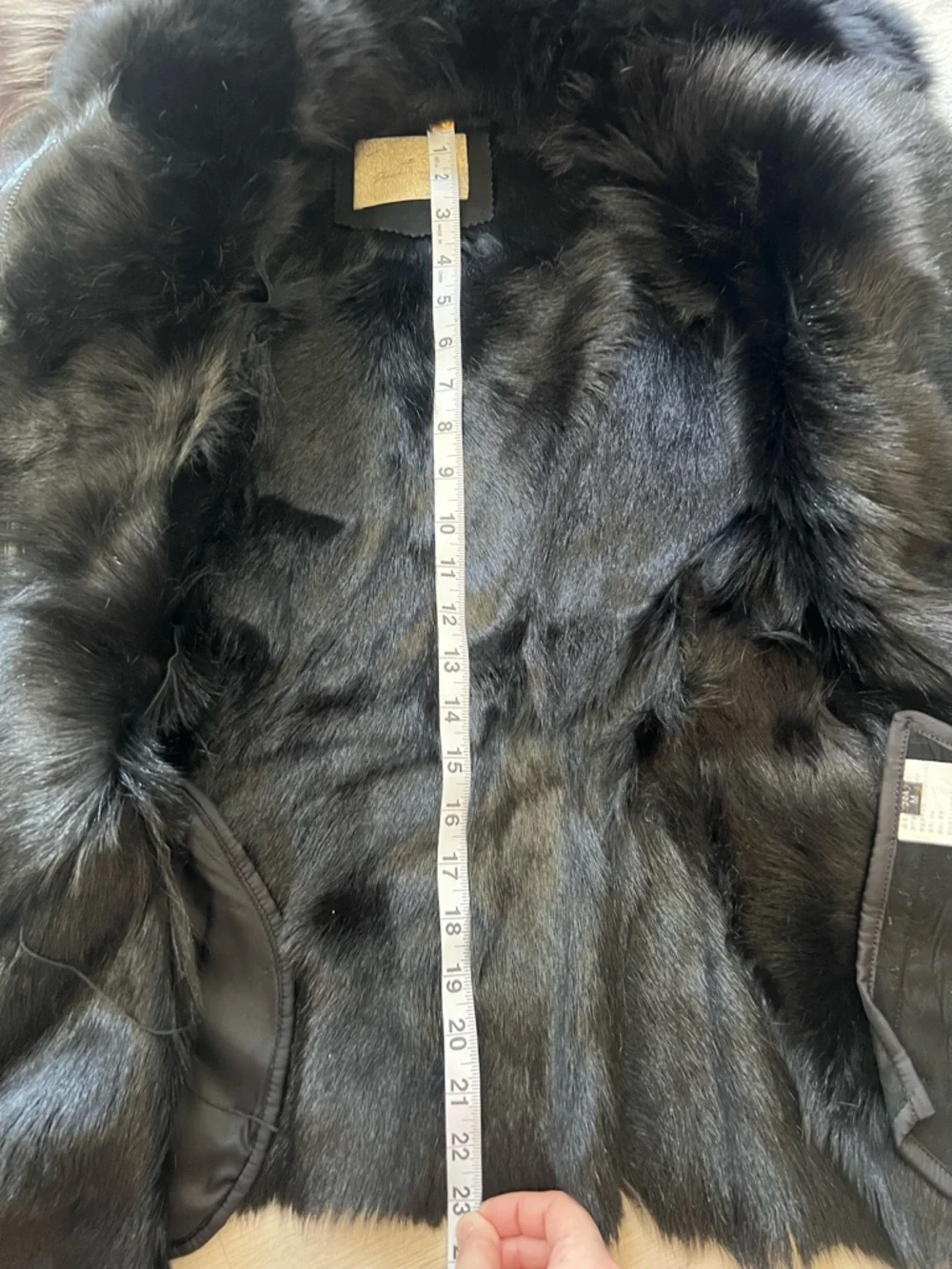 Black Real Suede Lamb Leather w Fox Fur Collar Moto Jacket XS - Picture 10 of 15